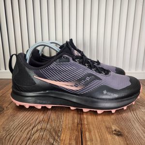 Saucony Peregrine 12 GTX Womens 9 Black Gray Gore-Tex Trail Hiking Running Shoes